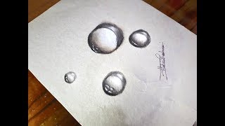 3D Water Drops Drawing On Paper Easy Step By Step