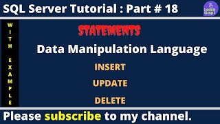 💡 DML (Data Manipulation Language) in SQL Server | INSERT, UPDATE, DELETE Explained | SQL Tutorial