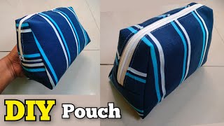 FAST AND EASY - BOX pouch making at home/ makeup pouch/ how to make bag/ pouch cutting and stitching