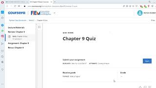 PYTHON DATA STRUCTURE(Chapter-9 Quiz)- COURSERA