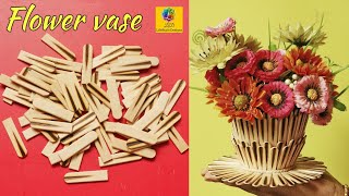 How to make flower vase with popsicle sticks | Flower pot diy | Best out of waste Home Decor