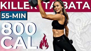 55-MIN INTENSE FAT KILLER TABATA WORKOUT (total body weight loss, lean muscle, belly fat burn + abs)