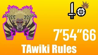 【MHW:IB】君はゴールデントロフィー 歴戦激昴ラージャン TA Rules 片手剣 7’54”66 / Tempered Furious Rajang TA Rules SnS Solo