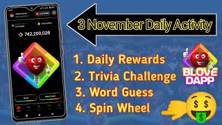 3 November  Blove Dapp Word Guess Trivia Challenge | Combo Card \u0026 Listing Date?