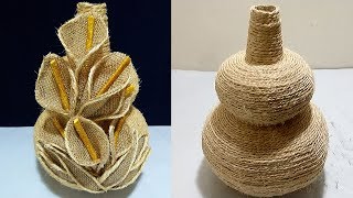 Jute Craft flower vase | Home decorating ideas handmade | Jute craft ideas easy | best jute craft