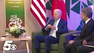 President Biden joins President of Turkey for conversation during NATO summit