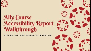 Ally Course Accessibility Report Walkthrough