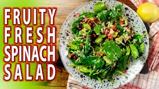 Fruity Fresh Spinach Salad [ENG SUBS] - طرز تهیه سالاد اسفناج با انار و کیوی به همراه دستور سس مخصوص