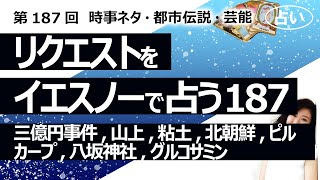 【187回目】イエスノーでリクエストを占うコーナー……三億円事件、山上容疑者、粘土、北朝鮮、超低用量ピル、広島カープ、八坂神社、グルコサミン【占い】（2023/5/14撮影）