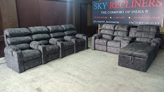 Recliner Sofa For Home Cinema Room | Fabrics Home Theater Seating| 4+3 Seater| Lounger Recliner Sofa