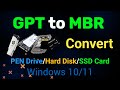 How to convert gpt to mbr by cmd | How to convert gpt to mbr Windows 10/11