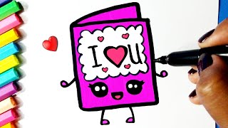How to draw Kawaii Valentine's Day Card l Como desenhar Cartão Dia dos Namorados - Drawing to Draw