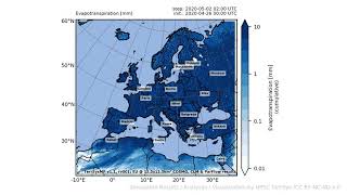 TerrSysMP monitoring run 2020-04-26 - terrestrial evapotranspiration - Europe (228h)