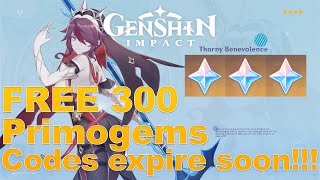 FREE 300 Primogems Promotion Codes, EXPIRE SOON ! | Genshin Impact