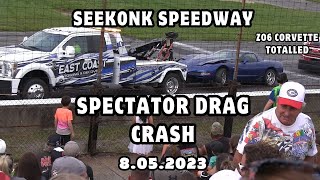 8.05.23 Corvette CRASHES into wall Seekonk Speedway Spectator Drags @nemmTV