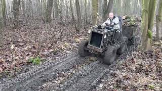 Homemade tractor in the forest