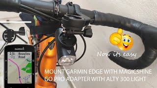 Mount Magic Shine Alty light under Garmin Edge 520+ using Go Pro Mount Adapter Easily