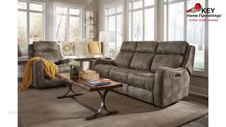 Flexsteel Springfield Fabric Power Reclining Sofa with Power Headrests 1418 62PH | KEY Home