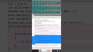 Transpose Of Two Matrix Program in BlueJ (Java) ll Two Dimension Array ll Array ll #bluej ll #java