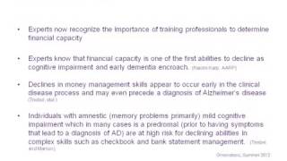 Financial Capacity Related to Dementia and Disability