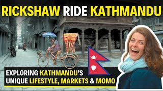 Rickshaw ride in Kathmandu 🇳🇵| Exploring Kathmandu's Market \u0026 MoMo #nepal #kathmandu #travel