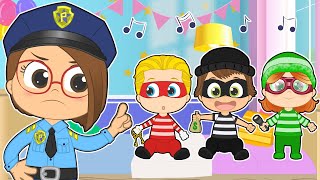 FIVE LITTLE BABIES 👮‍♀️🕵️ With the colorful baby thieves 🎵 Songs for kids