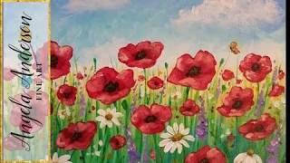 Easy Poppy Field Painting | Time Lapse Acrylic Tutorial | FREE Lesson How to Paint Daisies & Flowers
