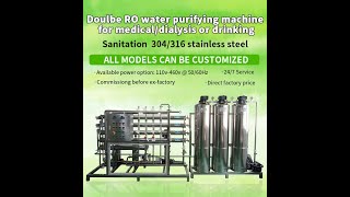 Medical ro water treatment plant machine for dialysis water purification system for dialysis