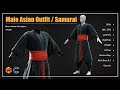 Asian Man Outfit-Samurai / Marvelous Designer Clo3d Project + OBJ , FBX (Game Ready)