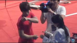 [Fancam] 120508 Junho at God of Victory Filming - Cute Moment 6