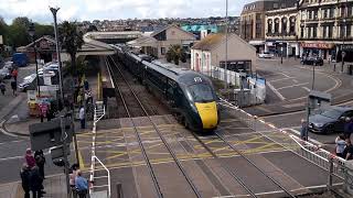 Trains. A GWR Class 800/802 departs Paignton.