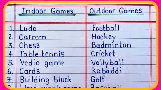 indoor and outdoor games name | Indoor games name | outdoor games name | fast study