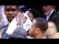 lebron james nose hit on mean dunk heat vs okc 1