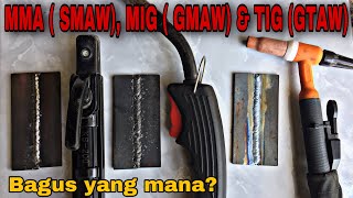 Difference between MMA (smaw) MIG (gmaw) & TIG (gtaw) Welding Machines