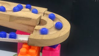 Marble Run ASMR L04 ☆ HABA Slope Dump Truck Excavator Ambulance Forklift Garbage Truck Tractors