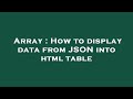 Array : How to display data from JSON into html table