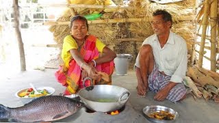ROHU FISH CURRY cooking in tribal method by our santali tribe grandmaa