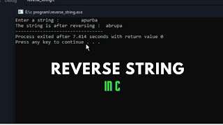 How to reverse a string without using library function in c tutorial #cprogramming #tutorial