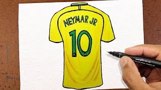 Como Desenhar CAMISA 10 Neymar Jr,  Copa do Mundo da FIFA