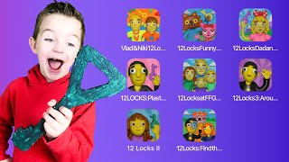 12 Locks Games Dad and Daughters Vlad and Niki Plasticine Man Find the Difference Funny Pets FFGTV