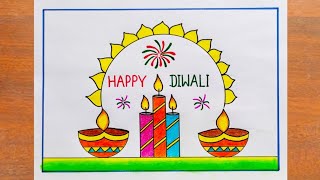 Diwali Drawing Easy / Happy Diwali Poster Drawing / Diwali Special Drawing / Diwali Card Drawing