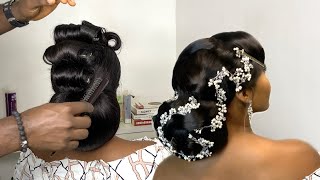 BRIDAL HAIRSTYLE FOR LONG HAIR | WEDDING HAIRSTYLE #louisihuefo #bridalhairstyle #weddinghairstyle