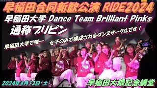 【🌊早稲田合同新歓公演 RIDE2024🌊】早稲田大学 Dance Team Brilliant Pinks🥀通称ブリピンは早稲田大学で唯一女子のみで構成されるダンスサークルです💋❣