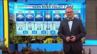 Partly cloudy skies with breezy conditions around Kern County