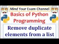 Remove duplicate elements from a list | Python Programming for Beginners | Basics of Python | Free