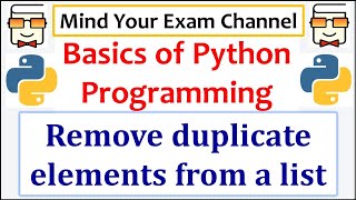 Remove duplicate elements from a list | Python Programming for Beginners | Basics of Python | Free
