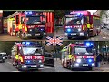 London Fire Engines and Rescue Unit responding - x9 Firetrucks!