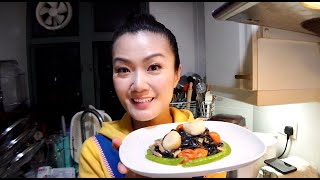 方健儀煮嘢食 - 帶子手打墨汁意大利麵 Akina is Cooking - Squid Ink Pasta with Scallop