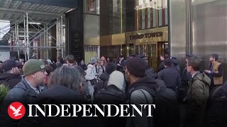 Crowds gather outside Trump Tower ahead of possible indictment