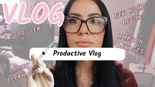 VLOG | New Home Office Tour, Filler Update, Closet Clean Out | Productive Saturday in my Life